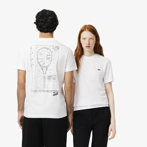  Lacoste x Rolex Paris Unisex Regular Fit Bisiklet Yaka Beyaz T-Shirt
