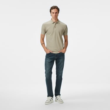 Nautica Erkek Bej Classic Fit Polo Yaka T-Shirt