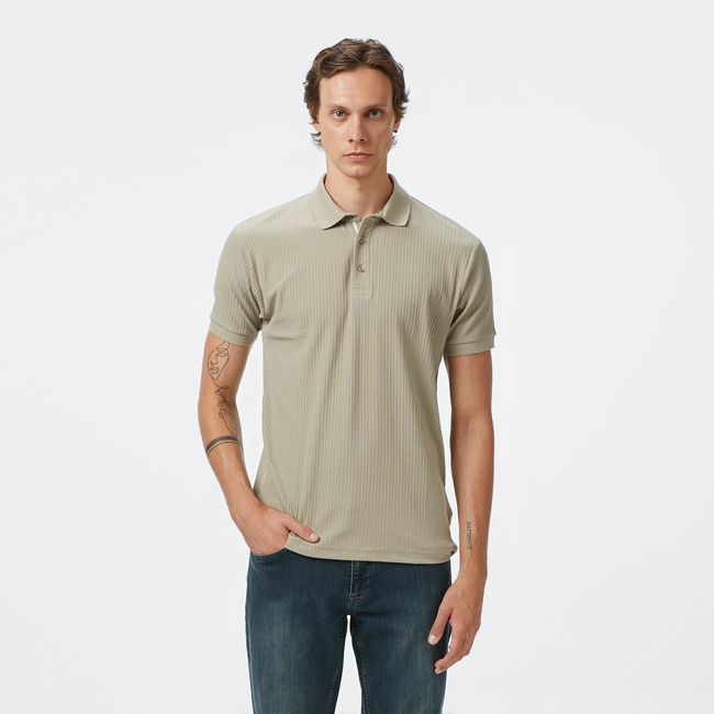  Nautica Erkek Bej Classic Fit Polo Yaka T-Shirt