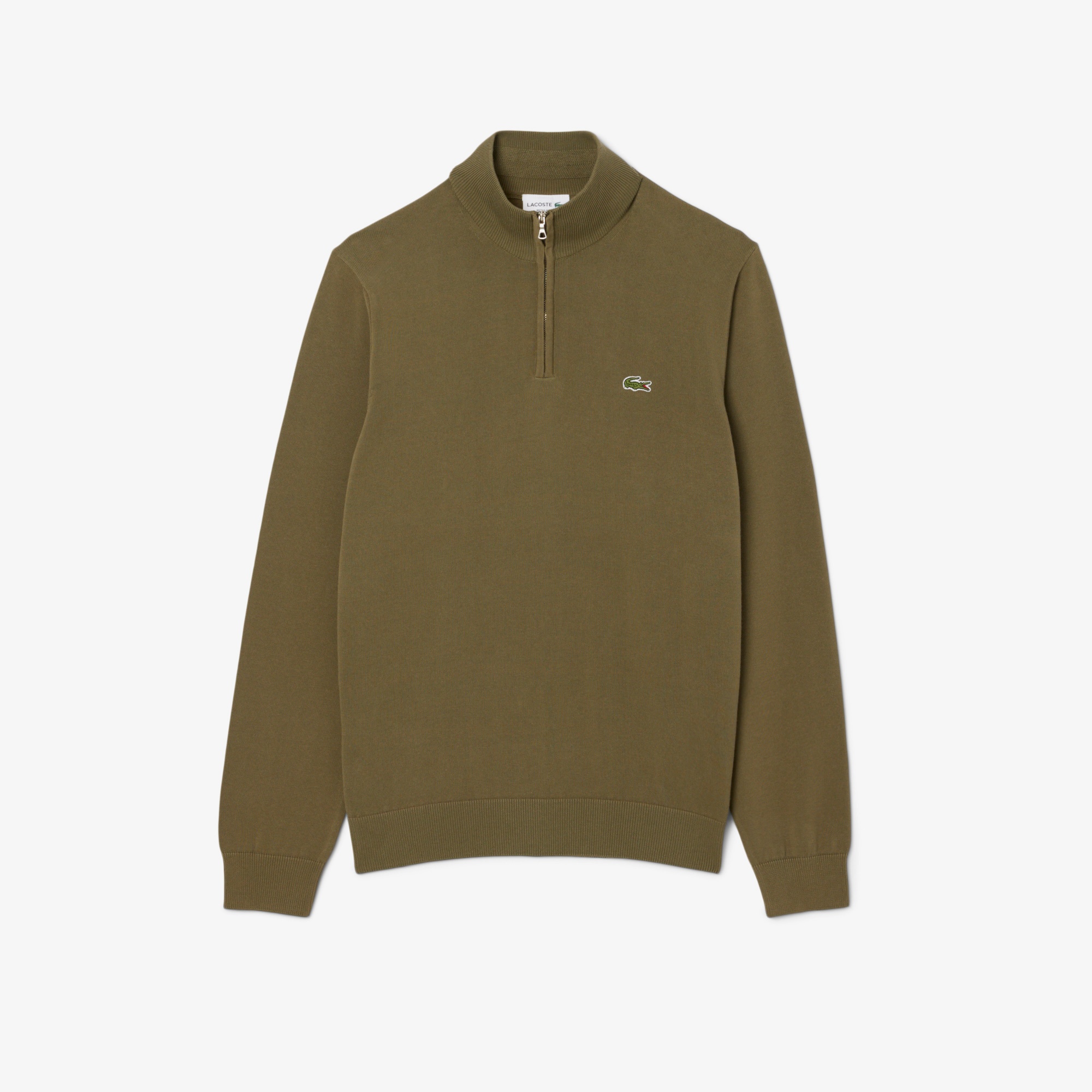 Lacoste Erkek Regular Fit Yarım Fermuarlı Haki Kazak