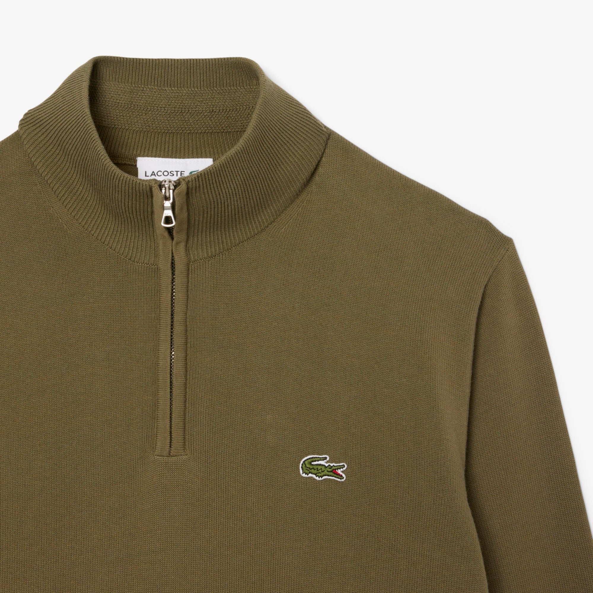 Lacoste Erkek Regular Fit Yarım Fermuarlı Haki Kazak