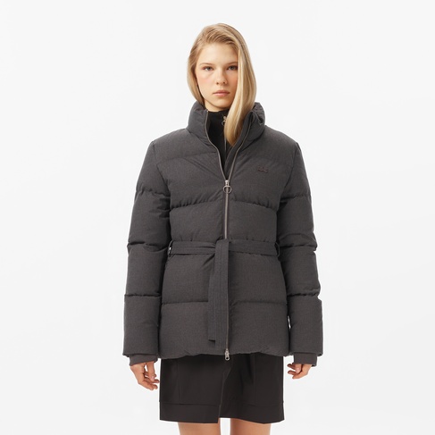  Lacoste Kadın Dik Yaka Koyu Gri Mont