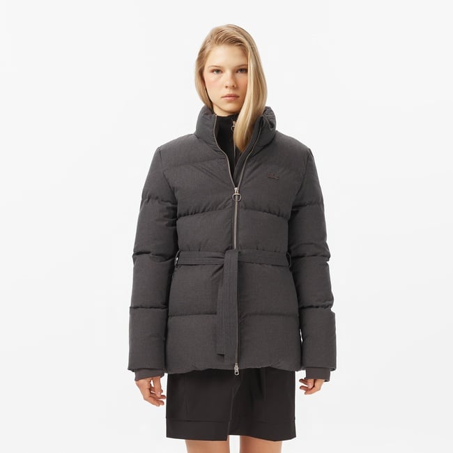  Lacoste Kadın Dik Yaka Koyu Gri Mont