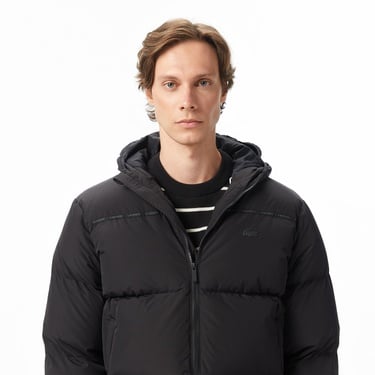  Lacoste Erkek Kapüşonlu Siyah Mont