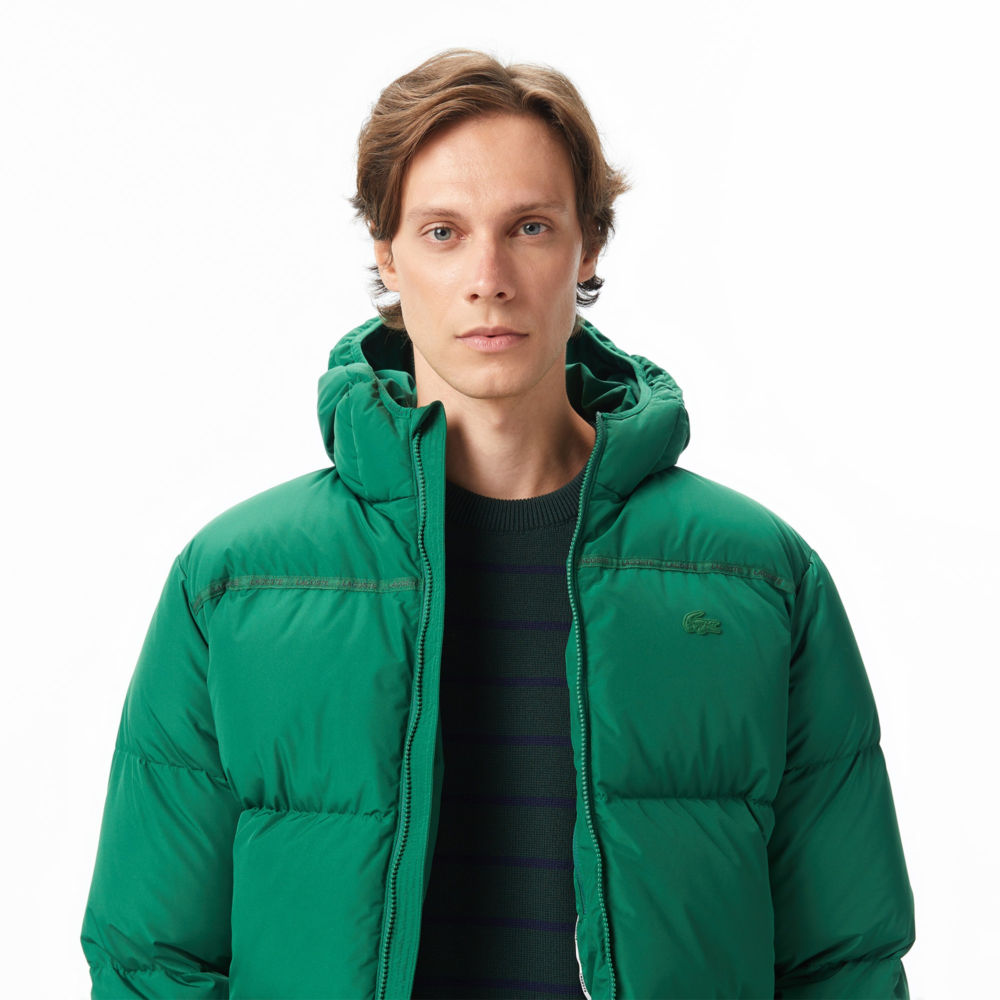 Lacoste Erkek Kapüşonlu Yeşil Mont