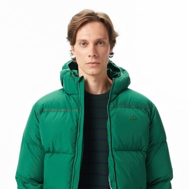  Lacoste Erkek Kapüşonlu Yeşil Mont