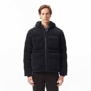  Lacoste Erkek Kapüşonlu Siyah Mont