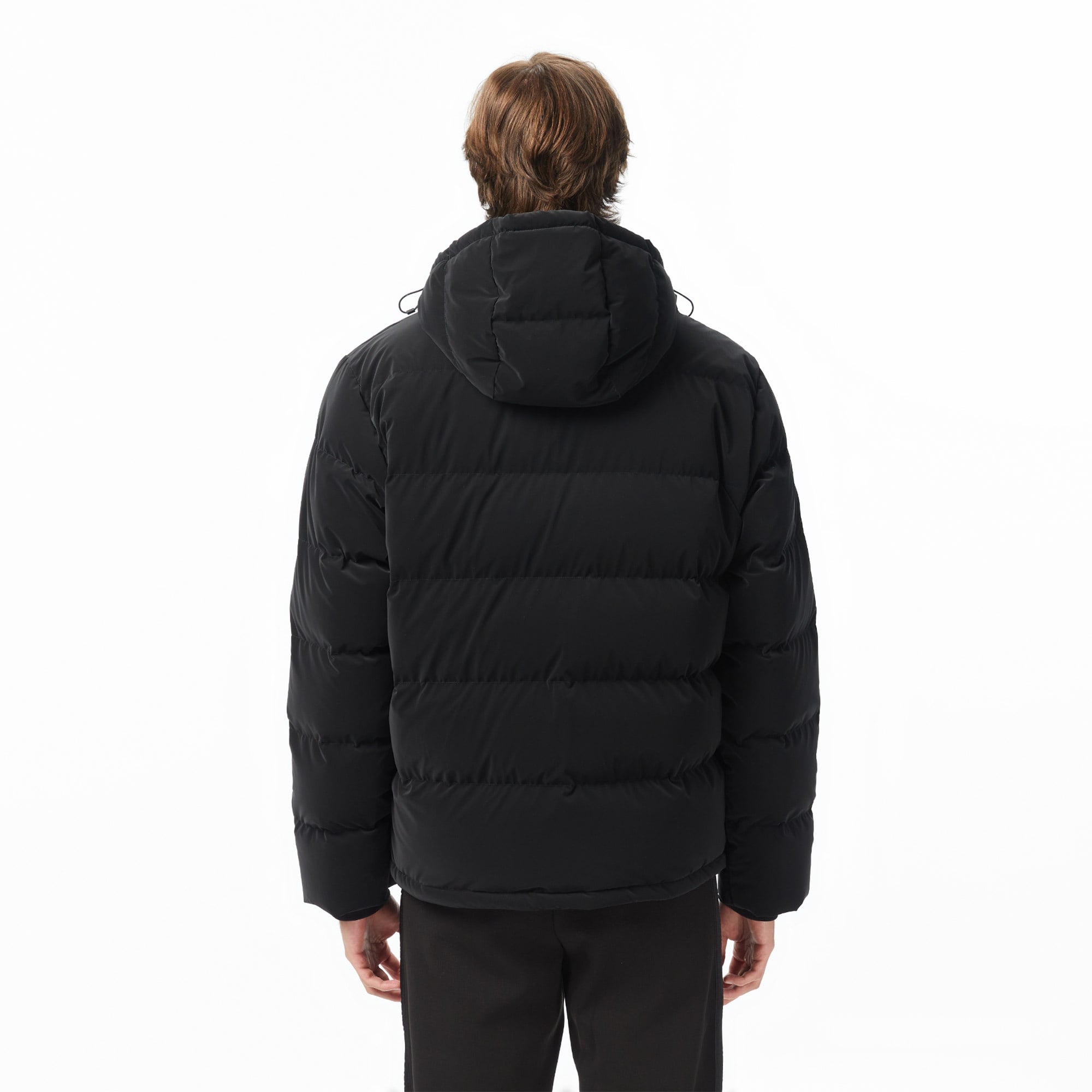 Erkek Kapüşonlu Siyah Mont