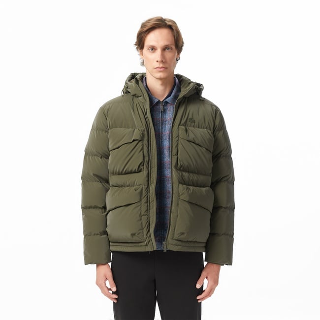  Lacoste Erkek Kapüşonlu Haki Mont