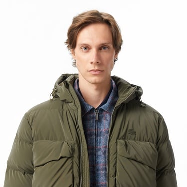  Lacoste Erkek Kapüşonlu Haki Mont