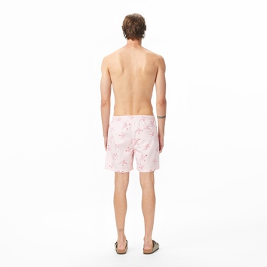  Lacoste Erkek Regular Fit Desenli Pembe Deniz Şortu