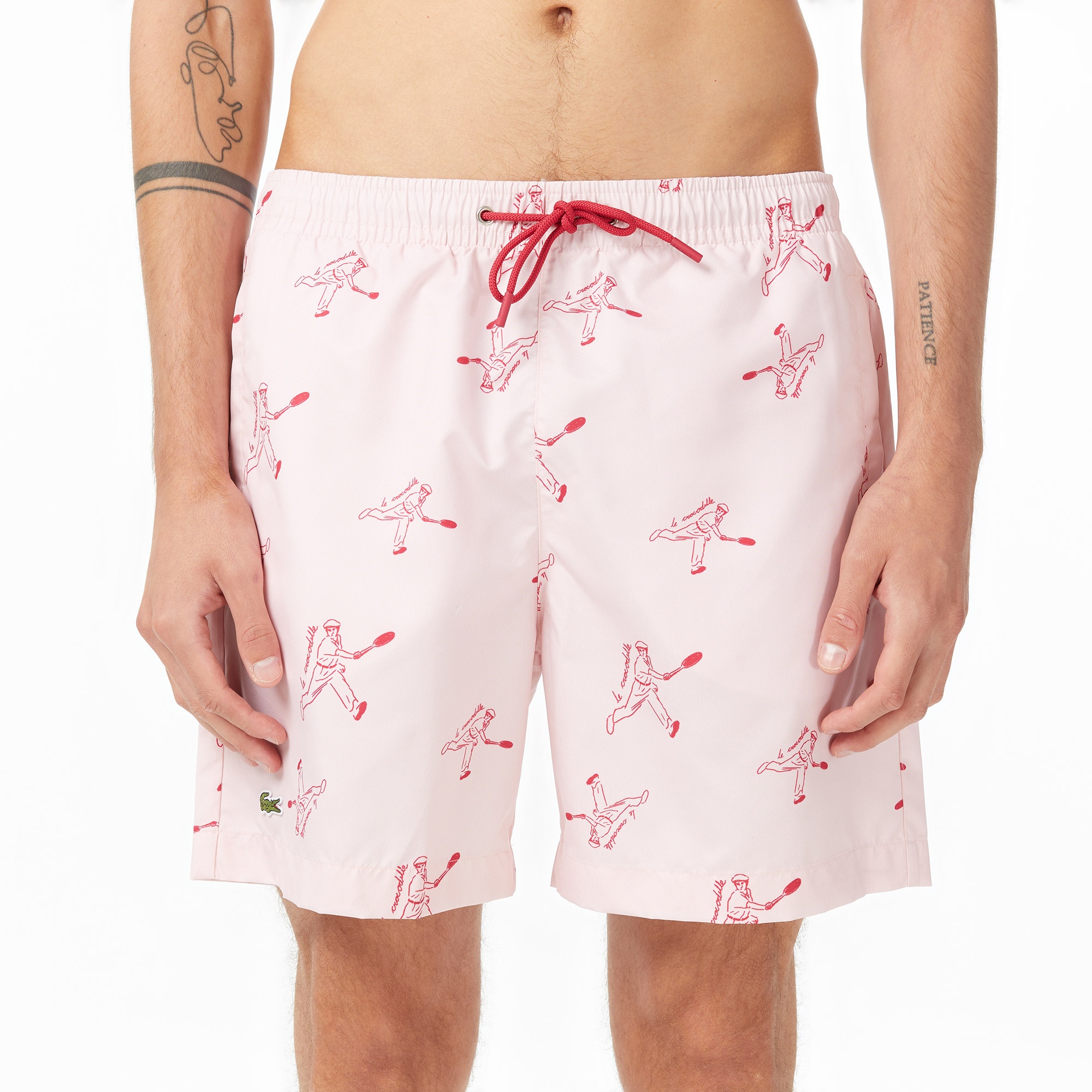 Lacoste Erkek Regular Fit Desenli Pembe Deniz Şortu