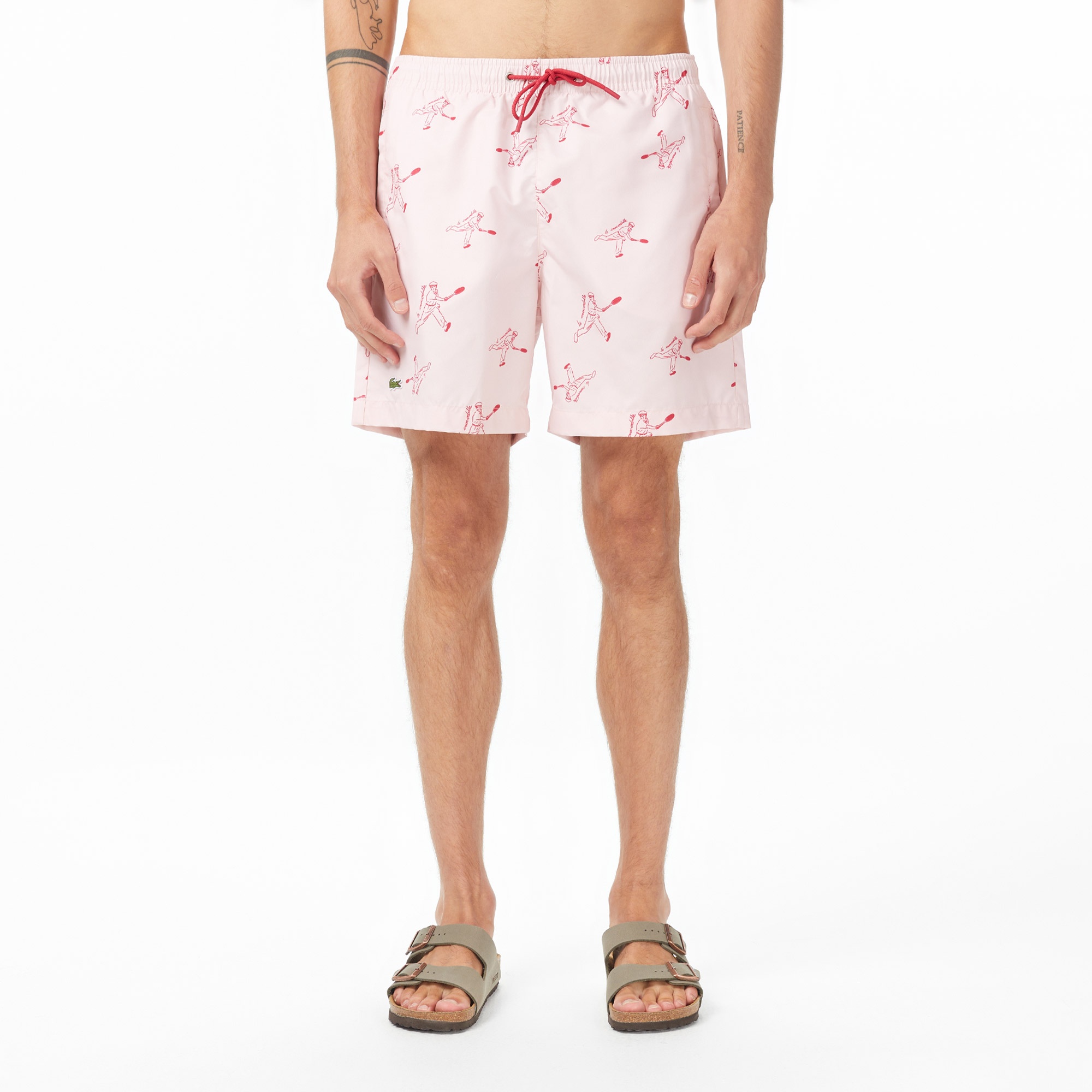 Lacoste Erkek Regular Fit Desenli Pembe Deniz Şortu