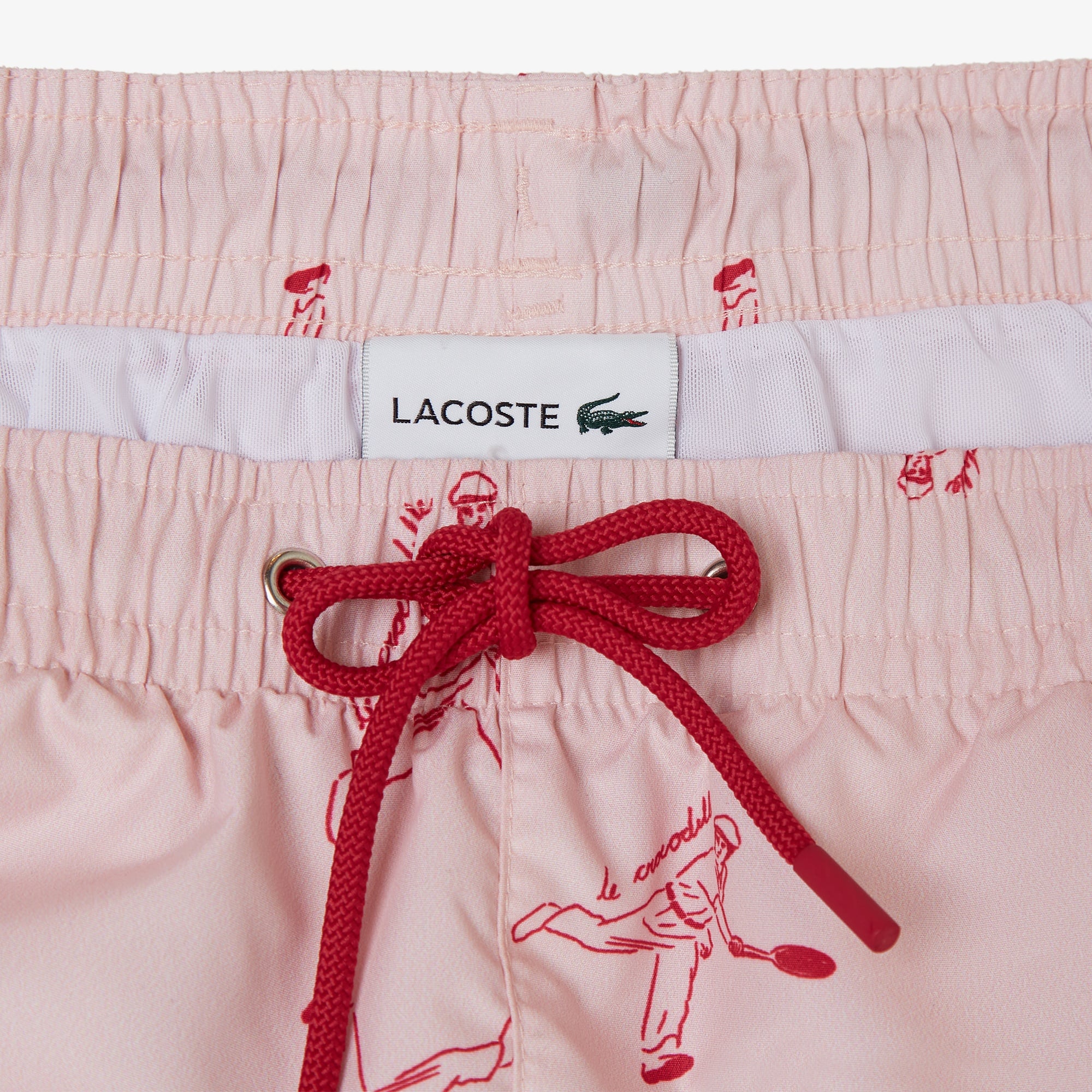 Lacoste Erkek Regular Fit Desenli Pembe Deniz Şortu