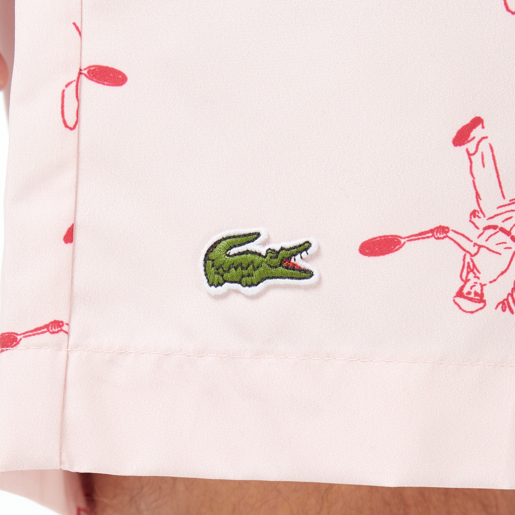 Lacoste Erkek Regular Fit Desenli Pembe Deniz Şortu