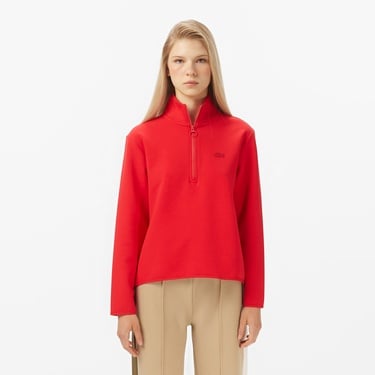  Lacoste Kadın Regular Fit Yarım Fermuarlı Kırmızı Sweatshirt