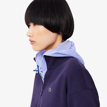  Lacoste Kadın Relaxed Fit Yarım Fermuarlı Mor Sweatshirt