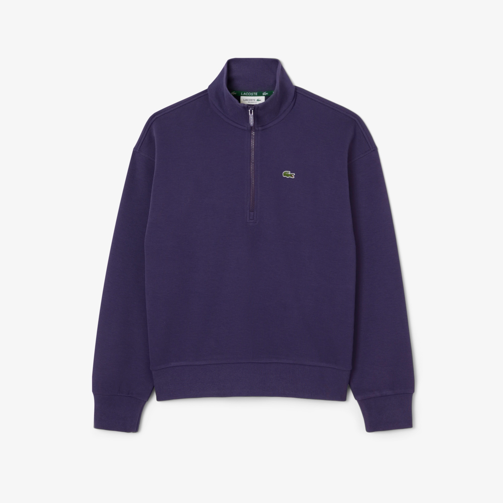 Lacoste Kadın Relaxed Fit Yarım Fermuarlı Mor Sweatshirt