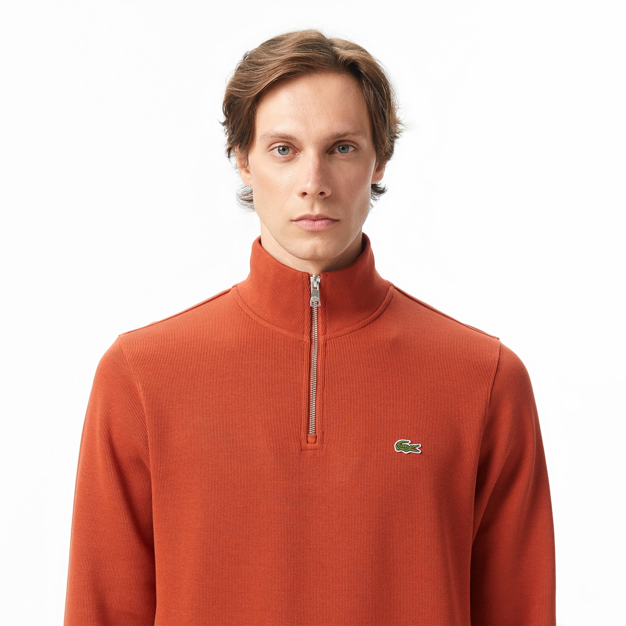 Lacoste Erkek Classic Fit Yarım Fermuarlı Turuncu Sweatshirt