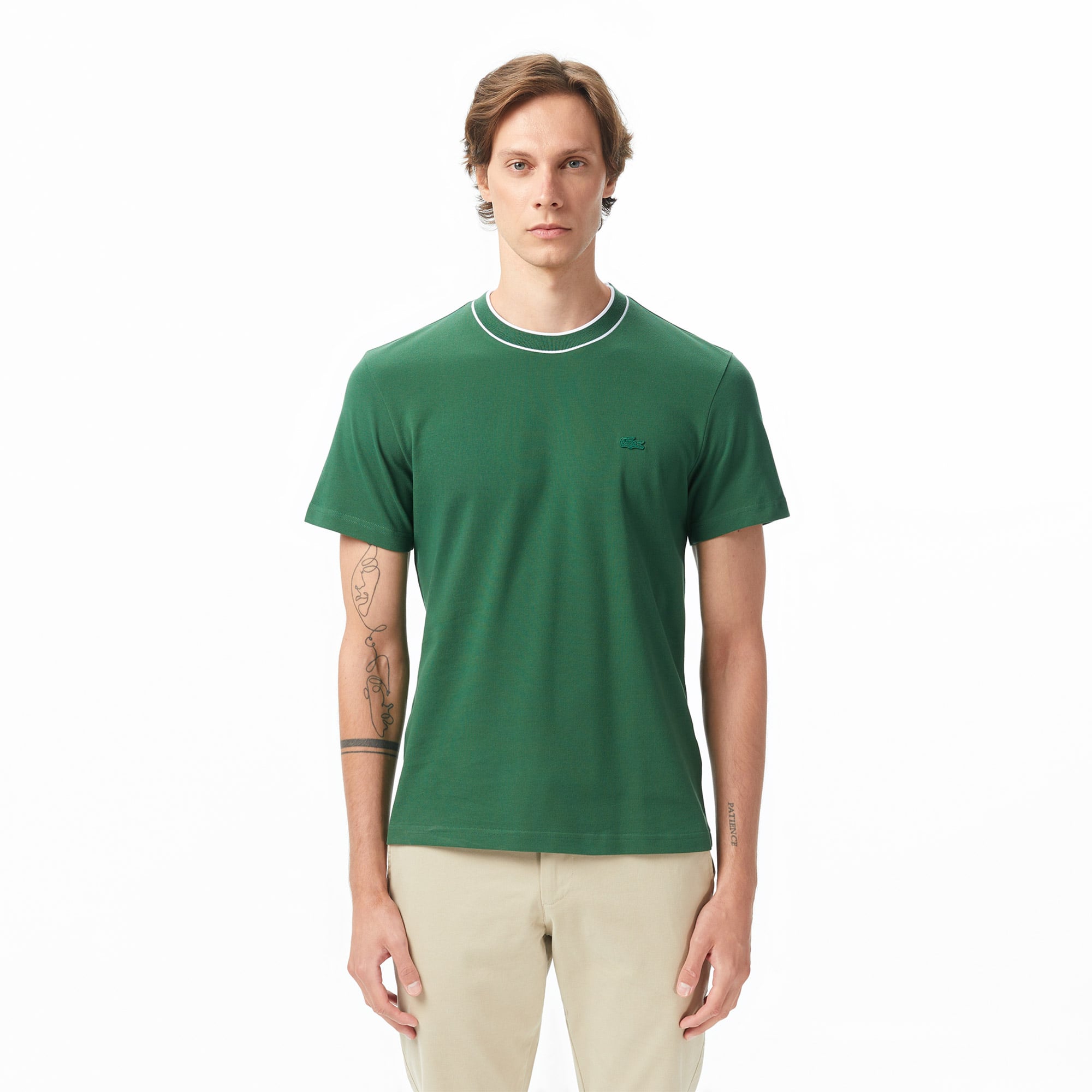 Lacoste Erkek Regular Fit Bisiklet Yaka Yeşil T-Shirt