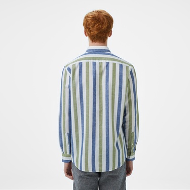  Nautica Erkek Yeşil Classic Fit Çizgili Gömlek