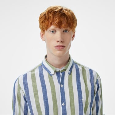  Nautica Erkek Yeşil Classic Fit Çizgili Gömlek