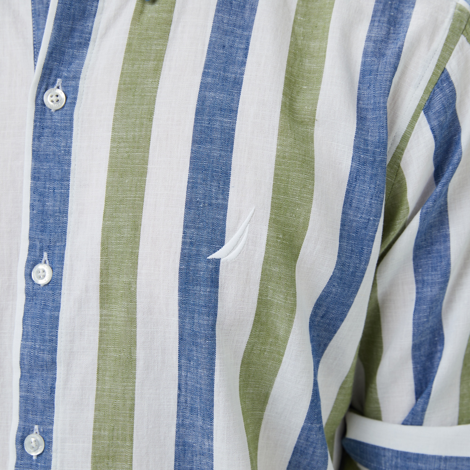 Nautica Erkek Yeşil Classic Fit Çizgili Gömlek