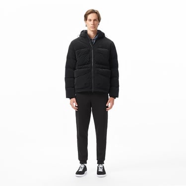  Lacoste Erkek Kapüşonlu Siyah Mont