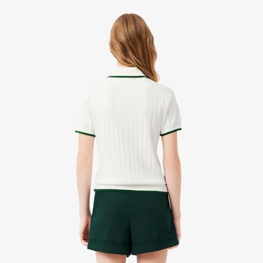  Lacoste Kadın Regular Fit Kısa Kollu Polo Yaka Beyaz Triko