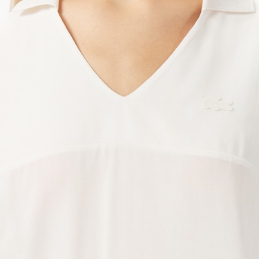  Kadın V Yaka Beyaz T-Shirt