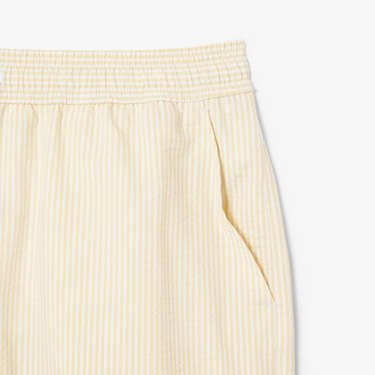  Lacoste Erkek Çizgili Sarı Deniz Şortu