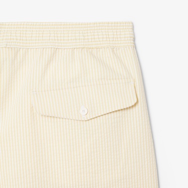 Lacoste Erkek Çizgili Sarı Deniz Şortu
