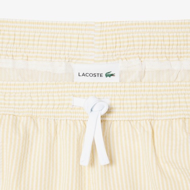  Lacoste Erkek Çizgili Sarı Deniz Şortu