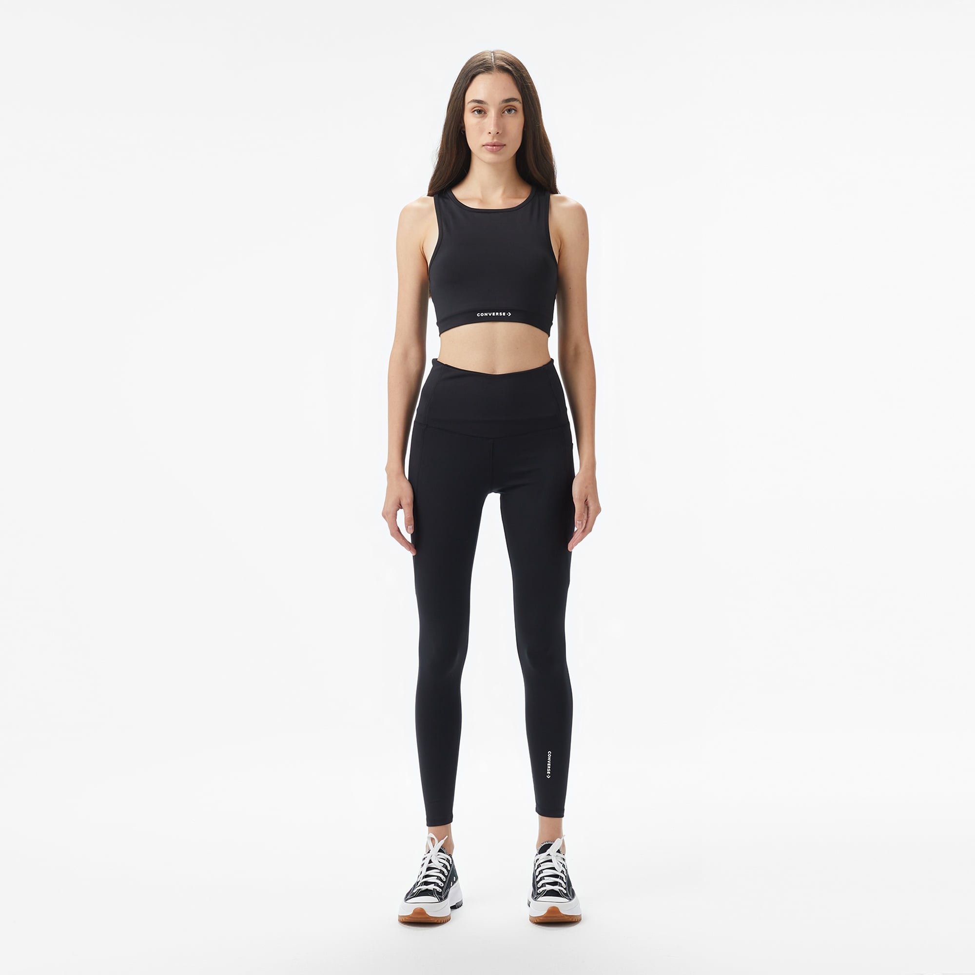 Converse Star Chevron Baskılı Kadın Siyah T-Shirt