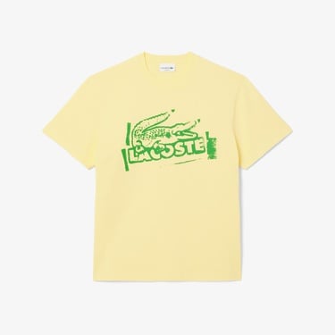  Lacoste Classic Fit Bisiklet Yaka Baskılı Erkek Sarı T-Shirt