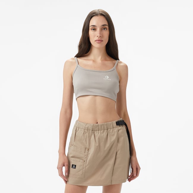  Converse Star Chevron Baskılı Kadın Gri T-Shirt