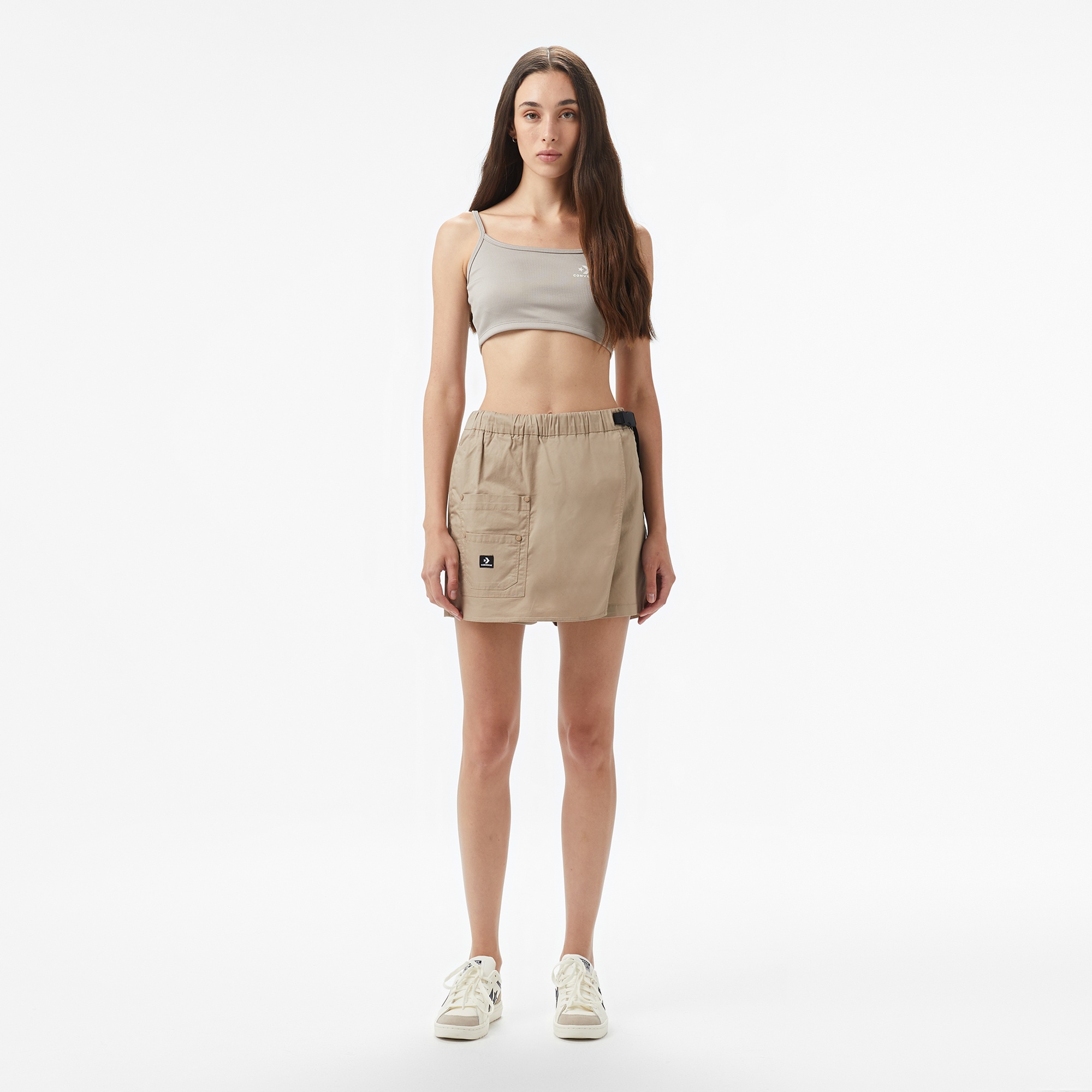 Converse Star Chevron Baskılı Kadın Gri T-Shirt