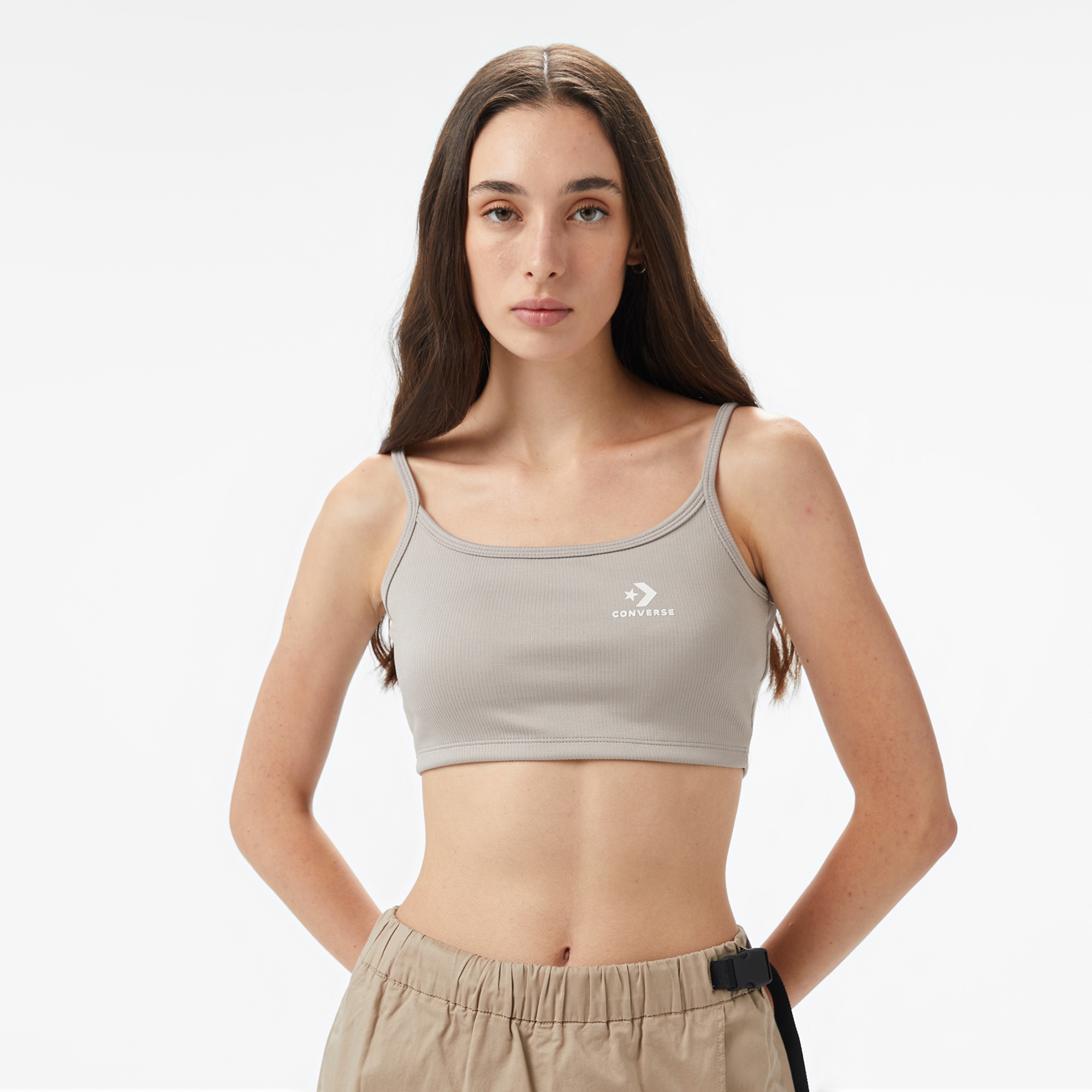 Converse Star Chevron Baskılı Kadın Gri T-Shirt