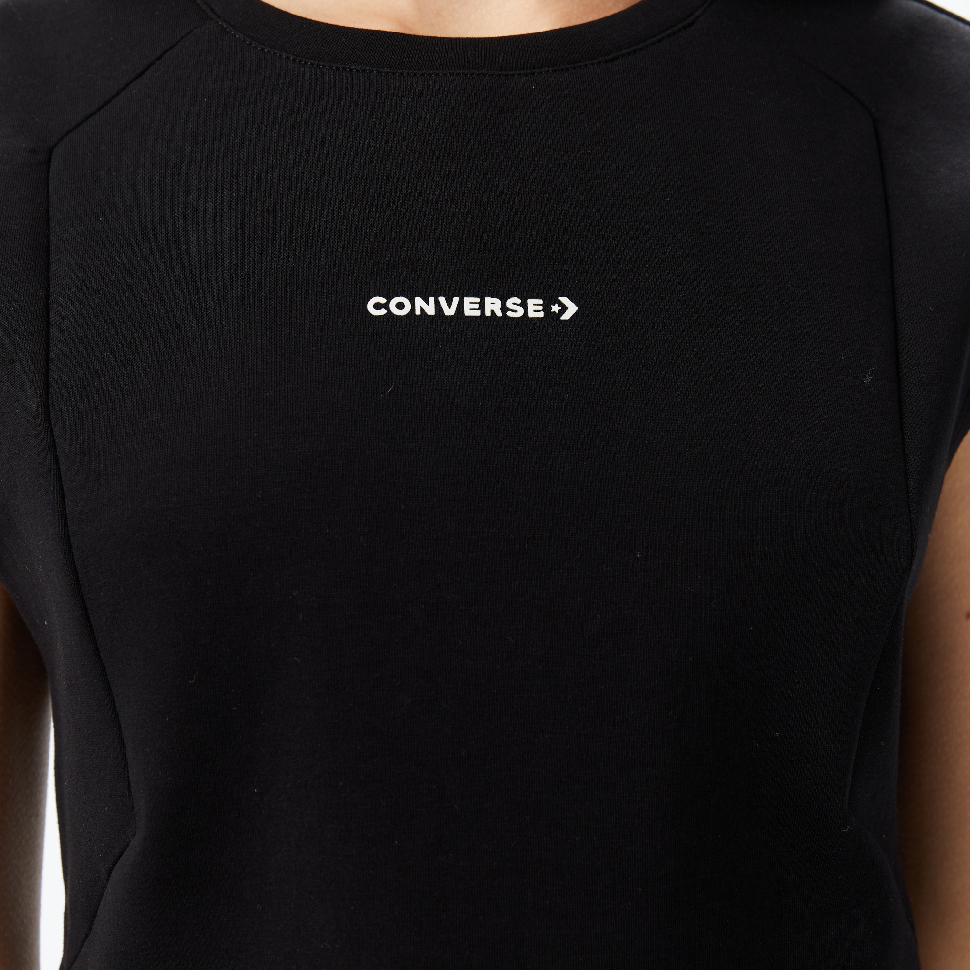 Converse Star Chevron Baskılı Kadın Siyah T-Shirt