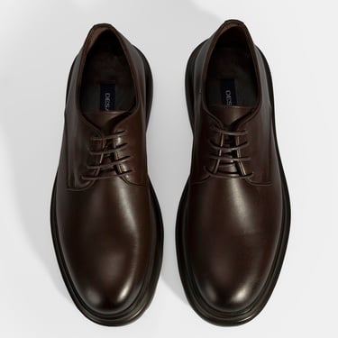  Erkek Kahve Bağcıklı Deri Klasik Ayakkabı