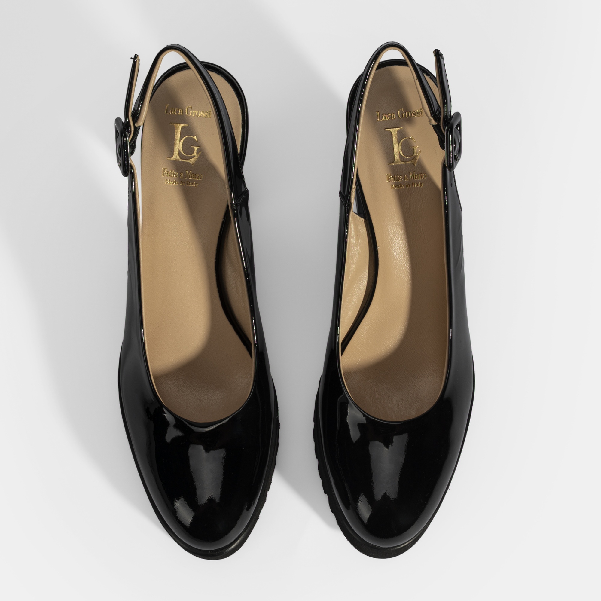 Luca Grossi Kadın Siyah Slingback Platform Topuklu Rugan Ayakkabı