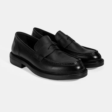  Erkek Siyah Deri Loafer