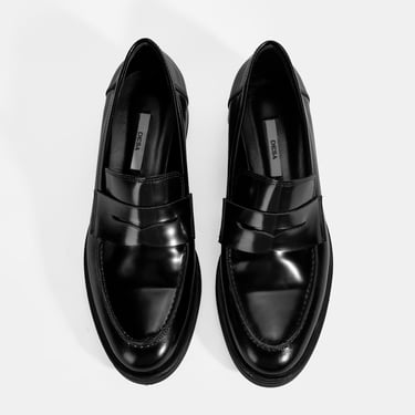  Kadın Siyah Deri Loafer