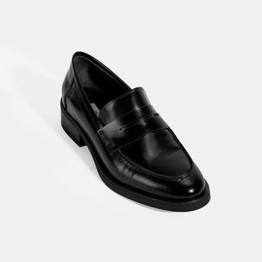  Kadın Siyah Deri Loafer