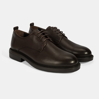  Erkek Kahve Bağcıklı Günlük Deri Ayakkabı