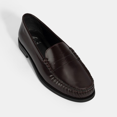  Kadın Bordo Klasik Deri Loafer