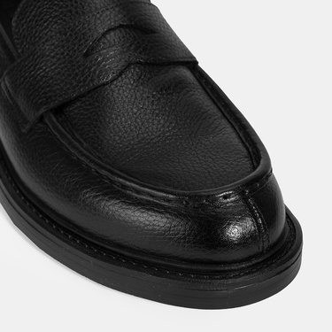  Erkek Siyah Deri Loafer