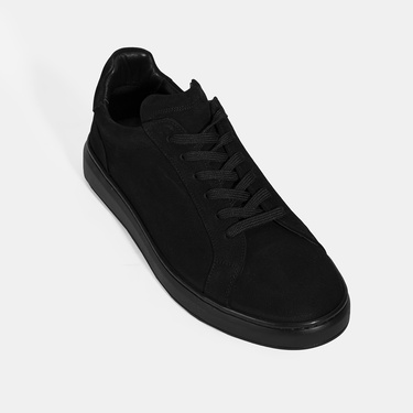  Erkek Siyah Bağcıklı Günlük Nubuk Deri Ayakkabı