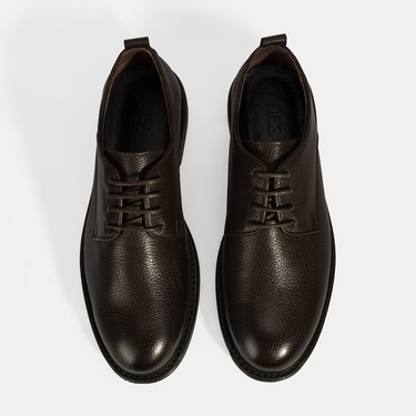  Erkek Kahve Bağcıklı Günlük Deri Ayakkabı