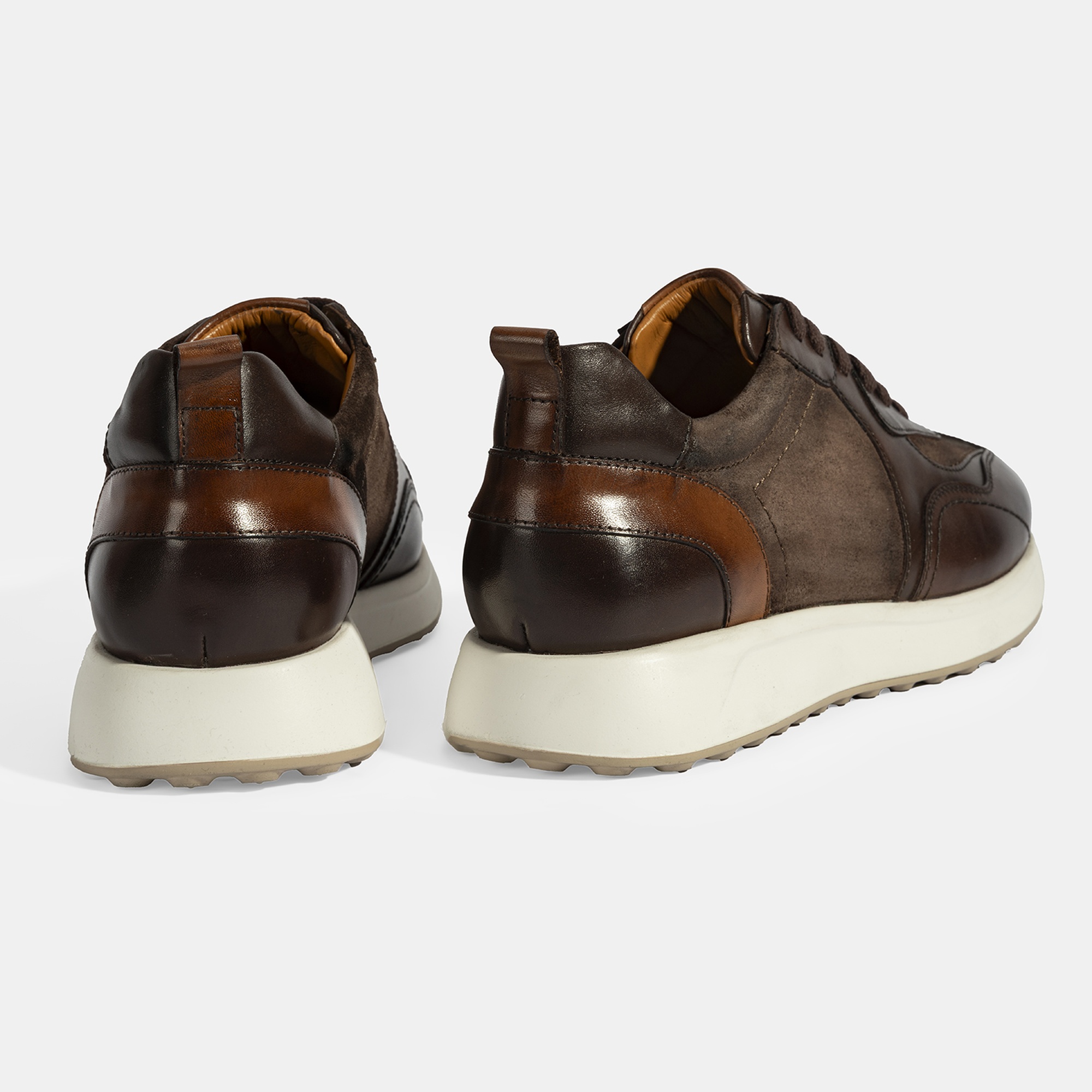 Erkek Kahve Bağcıklı Deri Spor Ayakkabı